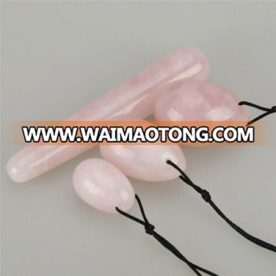 1Set Natural Rose Quartz Yoni Eggs Jade Yoni Wa Ben Ball and 110mm Massage Stick