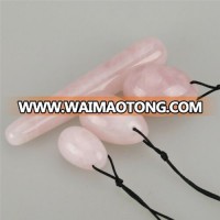 1Set Natural Rose Quartz Yoni Eggs Jade Yoni Wa Ben Ball and 110mm Massage Stick