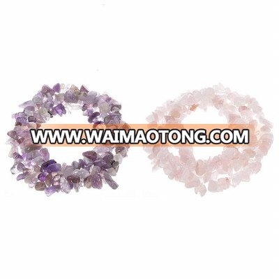 Feeko Beads for Jewelry Making, Natural Crystal Beads Irregular Gravel Gemstone Chips Handmade DIY Jewelry Purple Pink 35 Inche