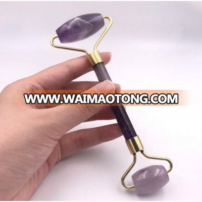 Welded Amethyst High Quality Handheld Massage Anti Roller with velvet bag and custom box