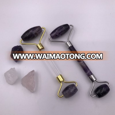 Purple Amethyst Roller And Guasha Set For Facial Beauty And Massage