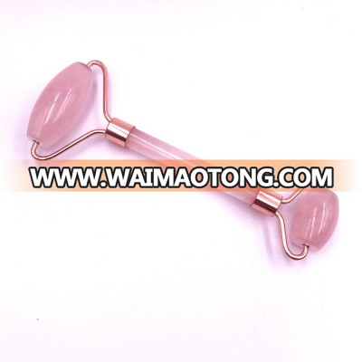 2018 New style rose gold metal frame pink crystal jade roller