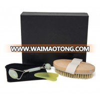 Amazon hot selling Face Jade Roller Sets with body brush,hair band,silicon brush