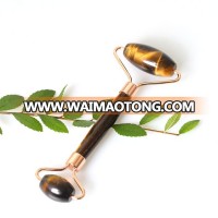 Tiger Eye Stone Roller Massager Facial Massage Anti-Aging Tool Rose Gold Metal