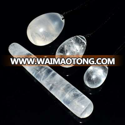 A Set Natural Clear Quartz Crystal Jade Yoni Egg and 110mm Wands Body Massage Tool