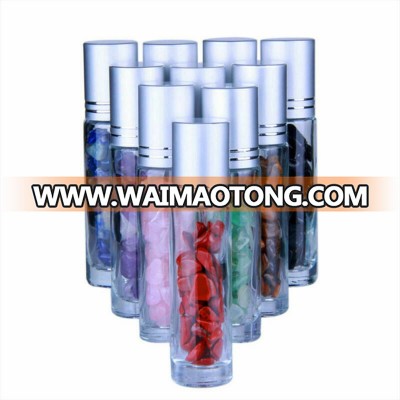 Glass Roller Bottles With Gemstone Natural Healing Crystal Stone Roller Ball for Essential Oil New