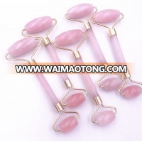 Hot-selling  Rose Quartz roller Noicless Jade Roller  Massage Jade Roller with zinc alloy