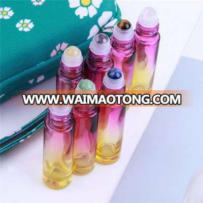 1pc Natural Gemstone Roller Balls Bottle 10ml Portable Color Glass Roller Jar