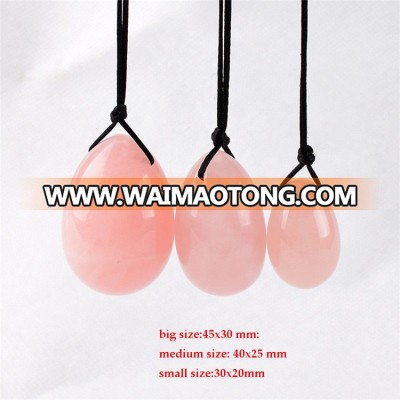 Set of three, Natural Rose Quartz carved yoni eggs, vagina Exercise Kegel