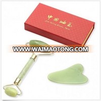 Natural Jade Roller And Gua Sha Scraper Set Massage Tool for Body And Face