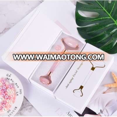 Voiceless Rose Quartz Facial Jade Roller Body Massage  white-insert Jade Roller